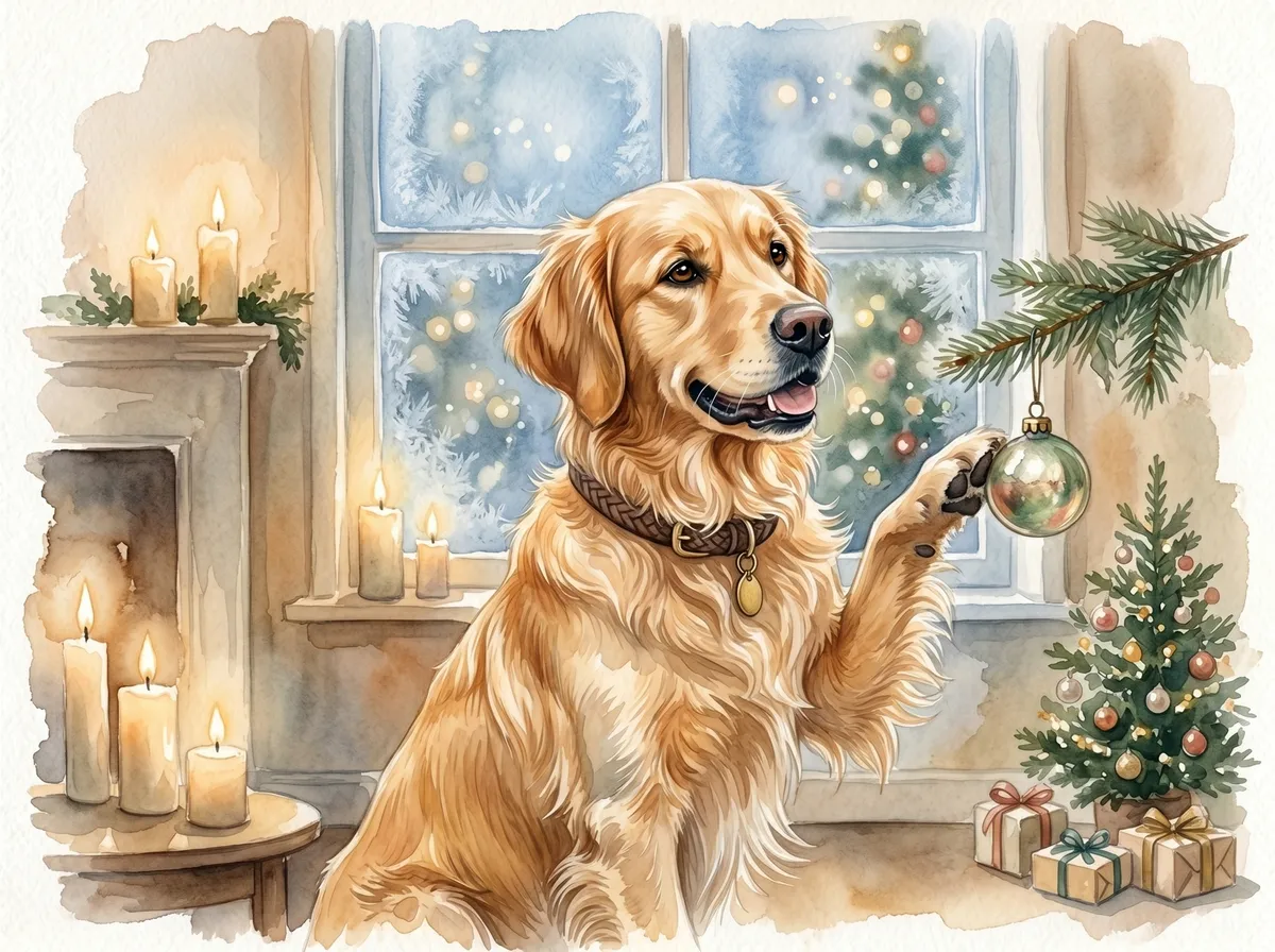 Golden Retriever watercolor calendar month 12